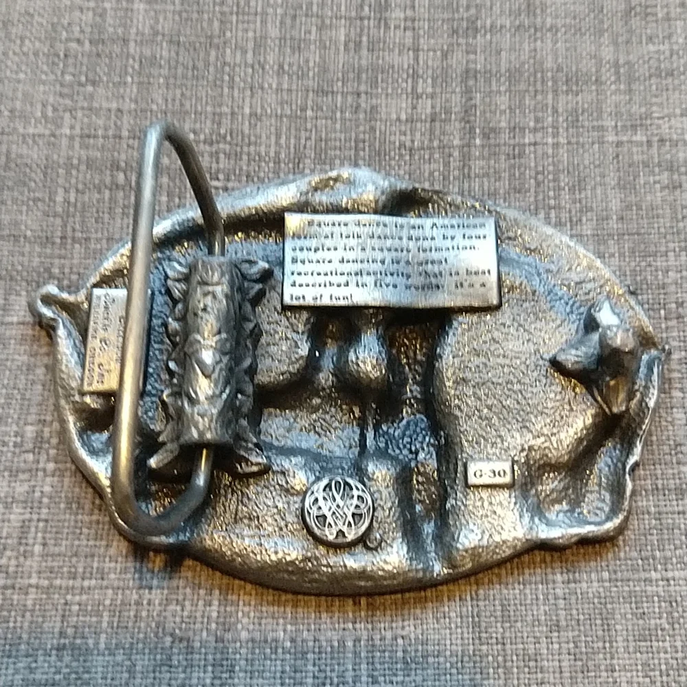 Vintage Square Dancing Siskiyou Buckle Co. Metal Belt Buckle Banjo Fiddle
